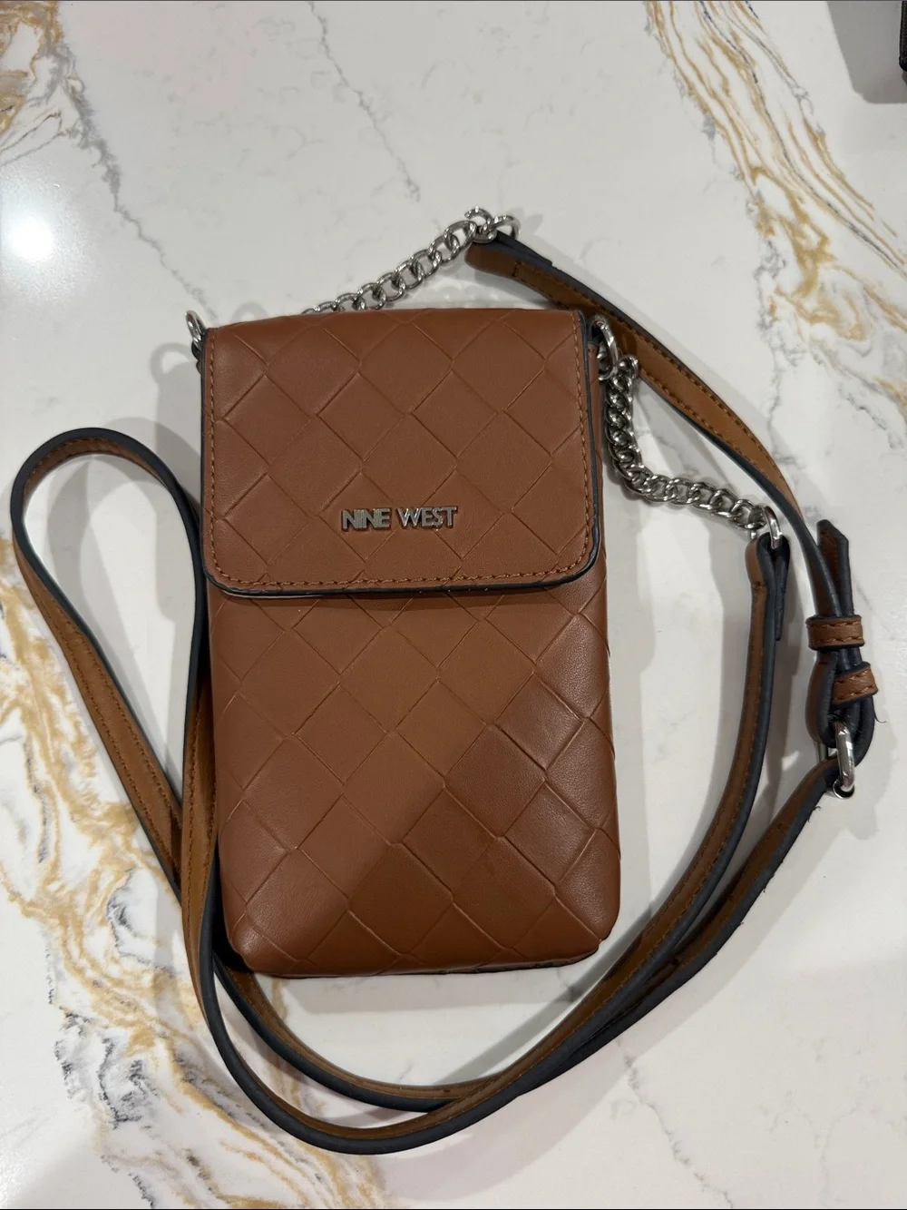 Nine West Tan Quilted Crossbody Phone Pouch